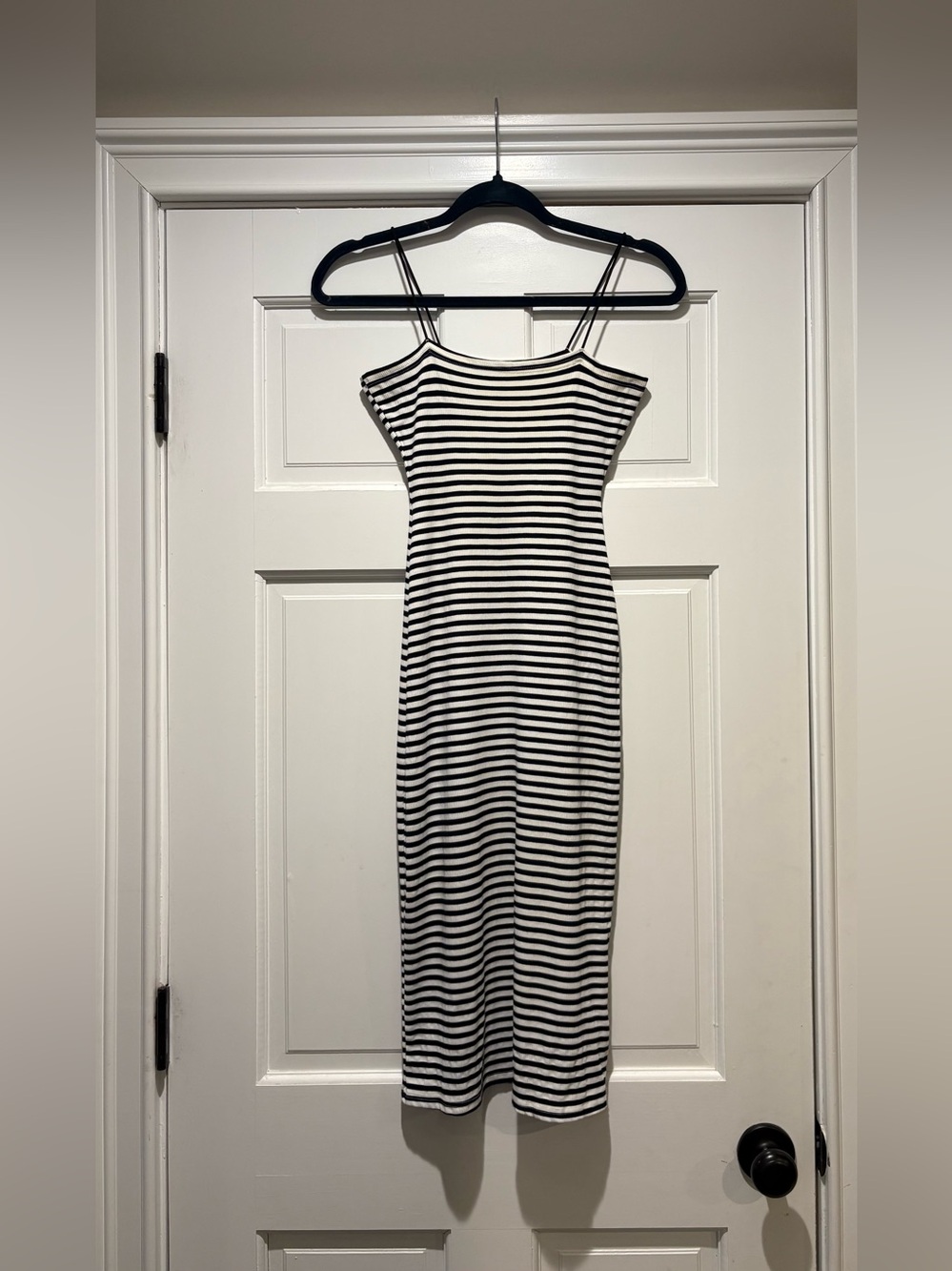 Dazy Small Black and White Striped Spaghetti Strap‎ Midi Dress
